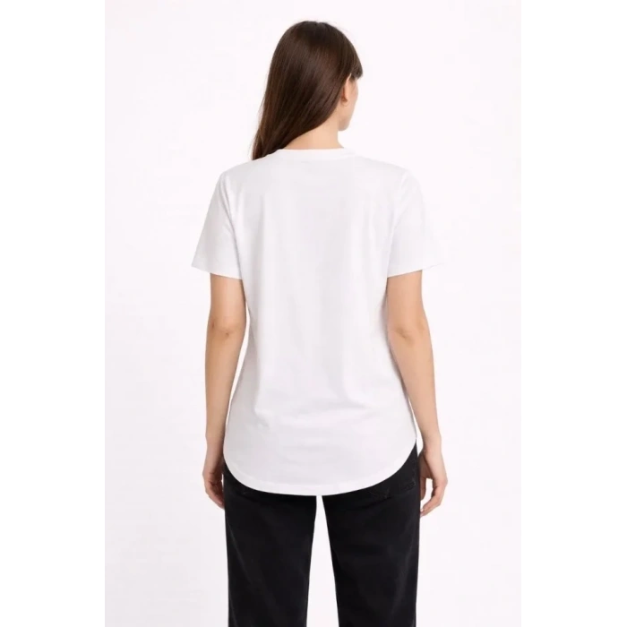 MARSiLYAN- Basic T-Shirt Kısa Kol Bisiklet Yaka Oval Kesim Tişört - Beyaz