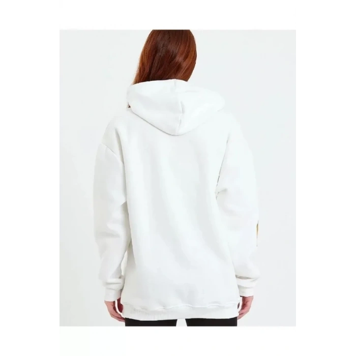 MARSiLYAN- Baskılı Kapüşonlu Sweatshirt - Beyaz