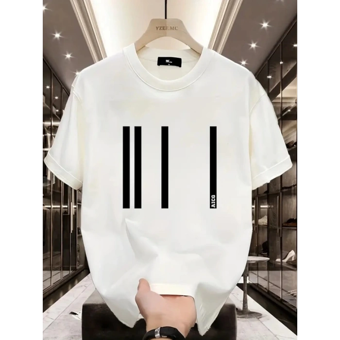 MARSiLYAN- Baskılı Oversize Bisiklet Yaka T-shirt - Beyaz