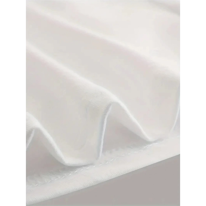 MARSiLYAN- Baskılı Oversize Bisiklet Yaka T-shirt - Beyaz