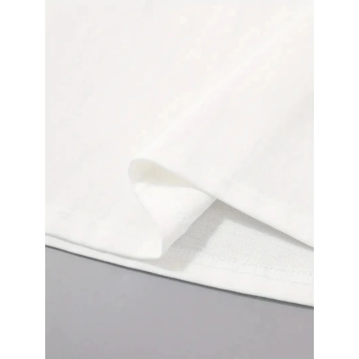 MARSiLYAN- Baskılı Oversize Bisiklet Yaka T-shirt - Beyaz