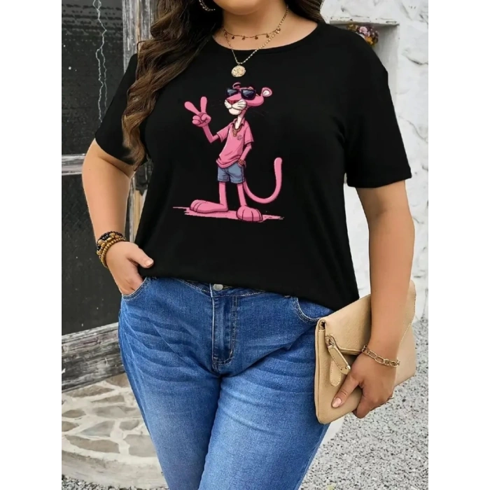 MARSiLYAN- Baskılı Oversize Bisiklet Yaka T-shirt - Beyaz