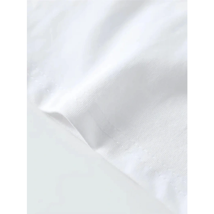 MARSiLYAN- Baskılı Oversize Bisiklet Yaka T-shirt - Beyaz