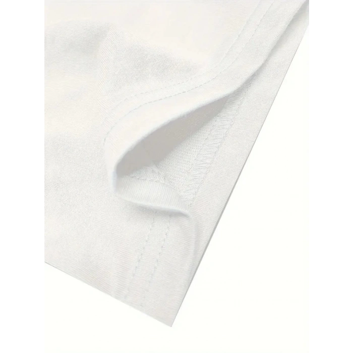 MARSiLYAN- Baskılı Oversize Bisiklet Yaka T-shirt - Beyaz