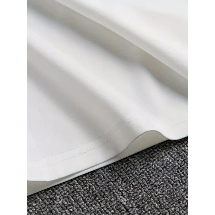 MARSiLYAN- Baskılı Oversize Bisiklet Yaka T-shirt - Beyaz