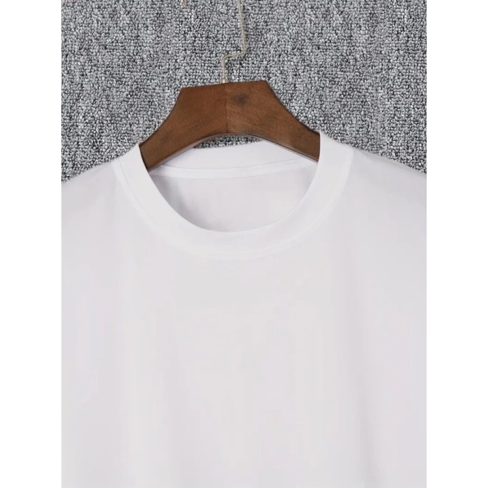 MARSiLYAN- Baskılı Oversize Bisiklet Yaka T-shirt - Beyaz