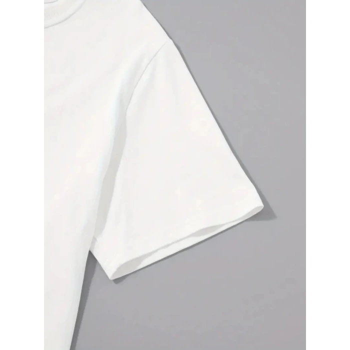 MARSiLYAN- Baskılı Oversize Bisiklet Yaka T-shirt - Beyaz