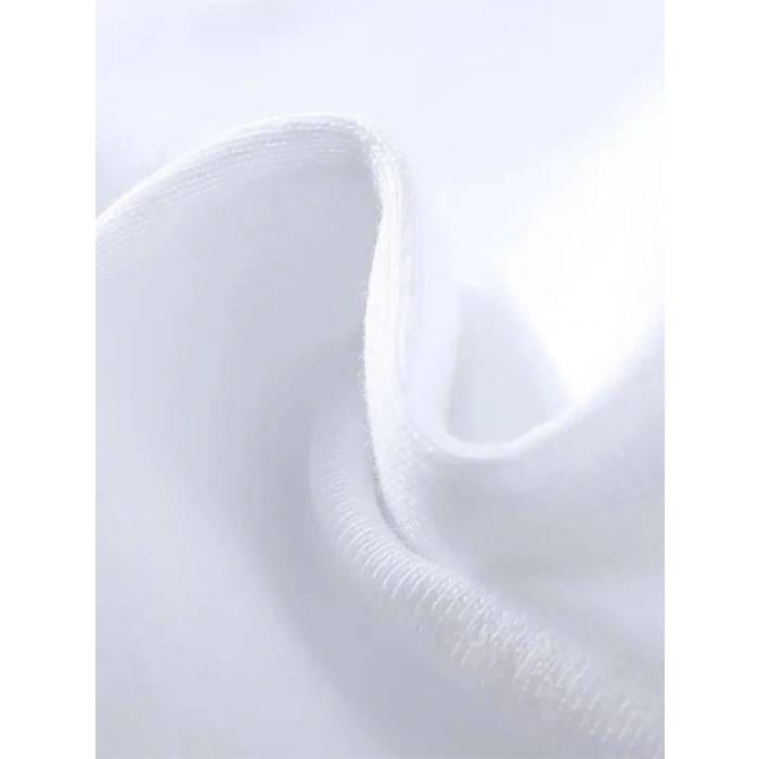 MARSiLYAN- Baskılı Oversize Bisiklet Yaka T-shirt - Beyaz