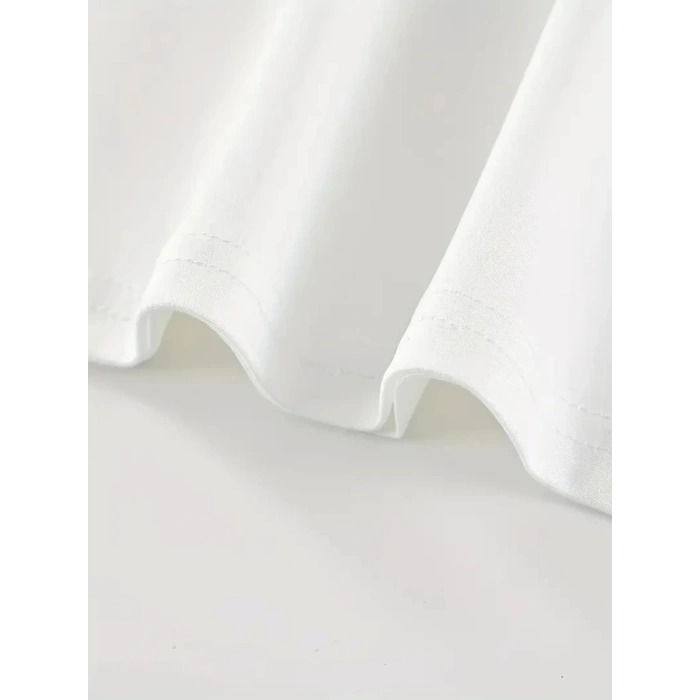 MARSiLYAN- Baskılı Oversize Bisiklet Yaka T-shirt - Beyaz