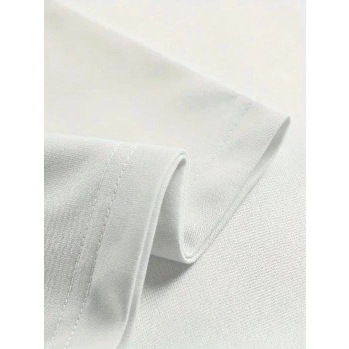 MARSiLYAN- Baskılı Oversize Bisiklet Yaka T-shirt - Beyaz