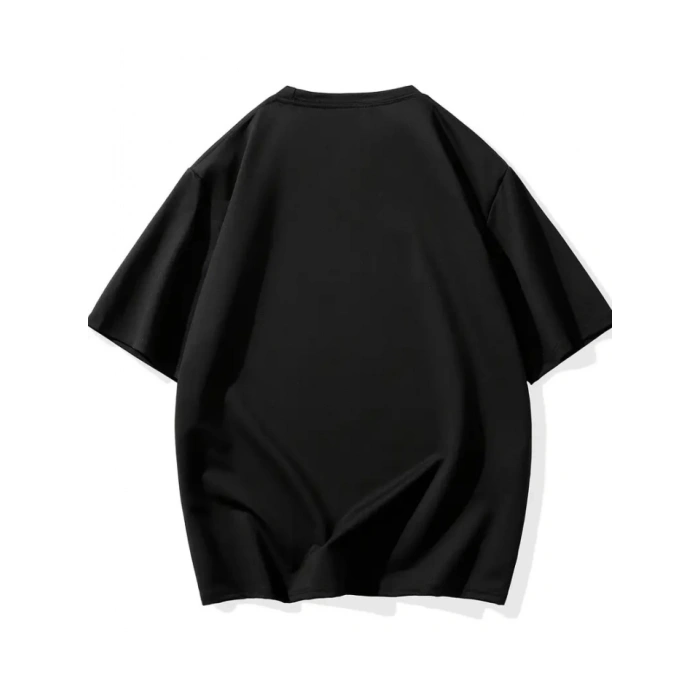 MARSiLYAN- Baskılı Oversize Bisiklet Yaka T-shirt - Siyah