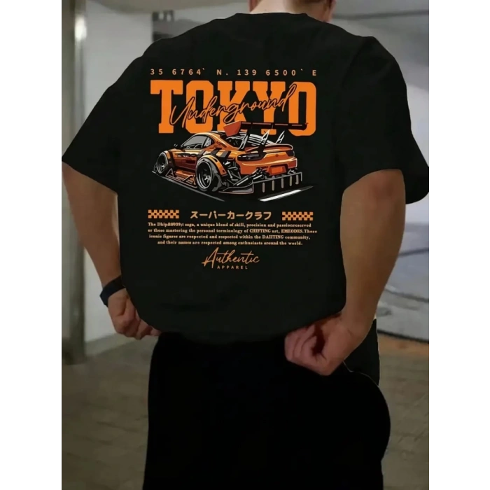 MARSiLYAN- Baskılı Oversize Bisiklet Yaka Tshirt