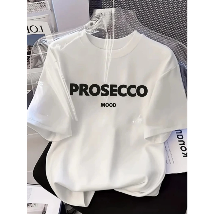 MARSiLYAN- Baskılı Oversize Bisiklet Yaka Tshirt