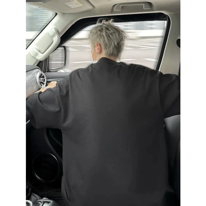 MARSiLYAN- Baskılı Oversize Bisiklet Yaka Tshirt