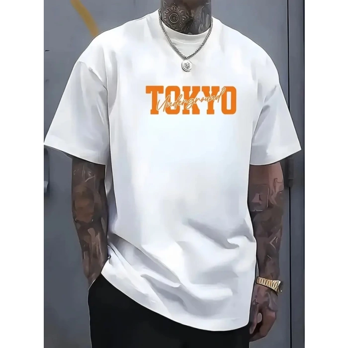 MARSiLYAN- Baskılı Oversize Bisiklet Yaka Tshirt