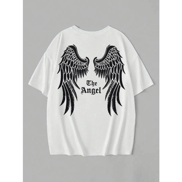 MARSiLYAN- Baskılı Oversize Bisiklet Yaka Tshirt