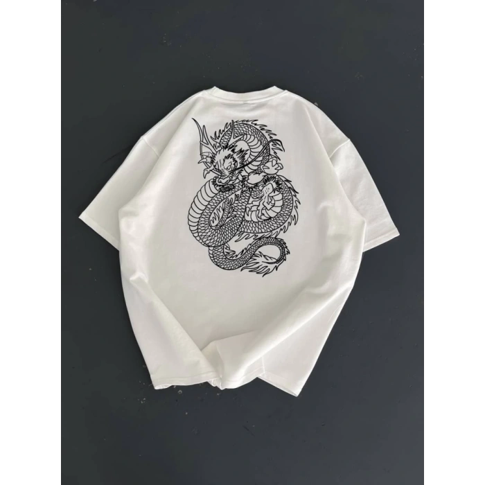 MARSiLYAN- Baskılı Oversize Bisiklet Yaka Tshirt