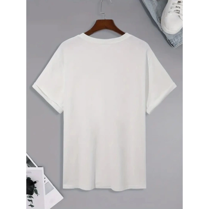 MARSiLYAN- Baskılı Oversize Bisiklet Yaka Tshirt