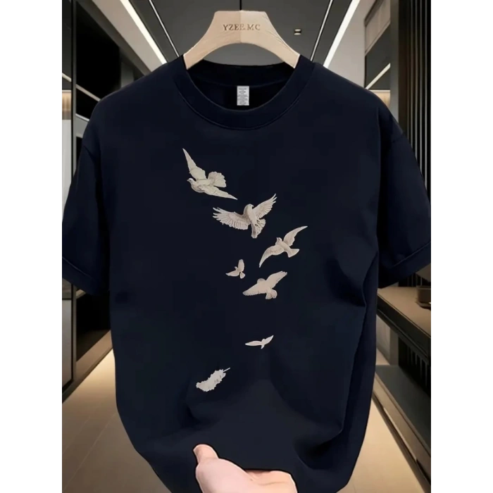 MARSiLYAN- Baskılı Oversize Bisiklet Yaka Tshirt  Beyaz