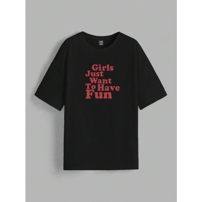 MARSiLYAN- Baskılı Oversize T-shirt - Siyah