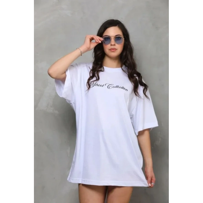 MARSiLYAN- Baskılı T-Shirt Kısa Kol Bisiklet Yaka Regular Rahat Kalıp Günlük Tişört - Beyaz