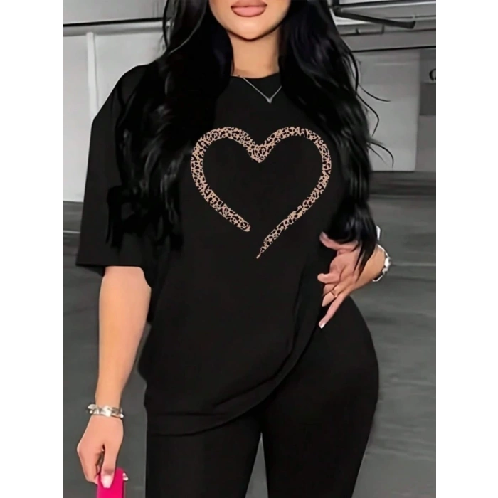 MARSiLYAN- Baskılı T-shirt - Siyah