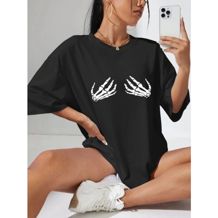 MARSiLYAN- Baskılı T-shirt - Siyah