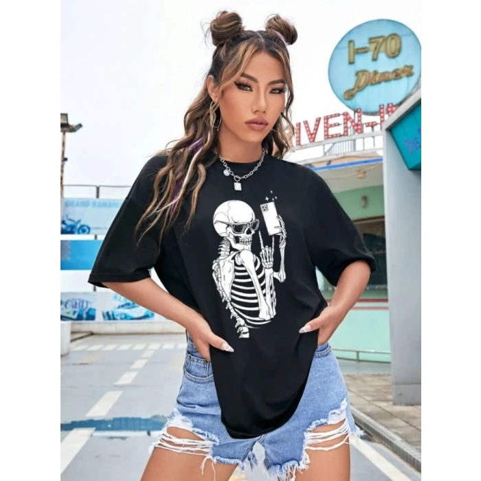 MARSiLYAN- Baskılı T-shirt - Siyah