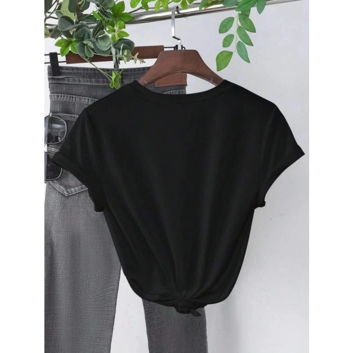 MARSiLYAN- Baskılı T-shirt - Siyah