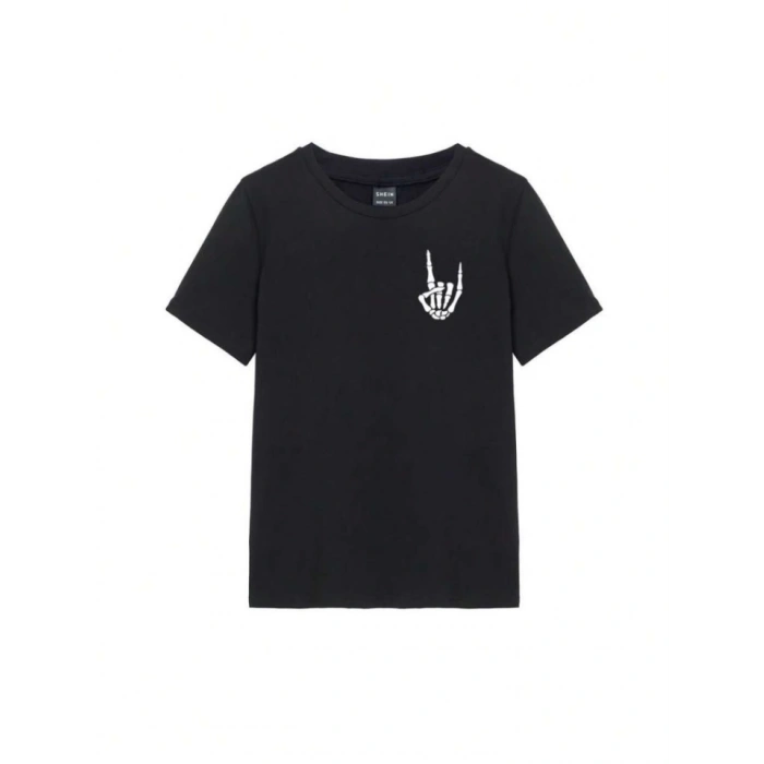 MARSiLYAN- Baskılı T-shirt - Siyah