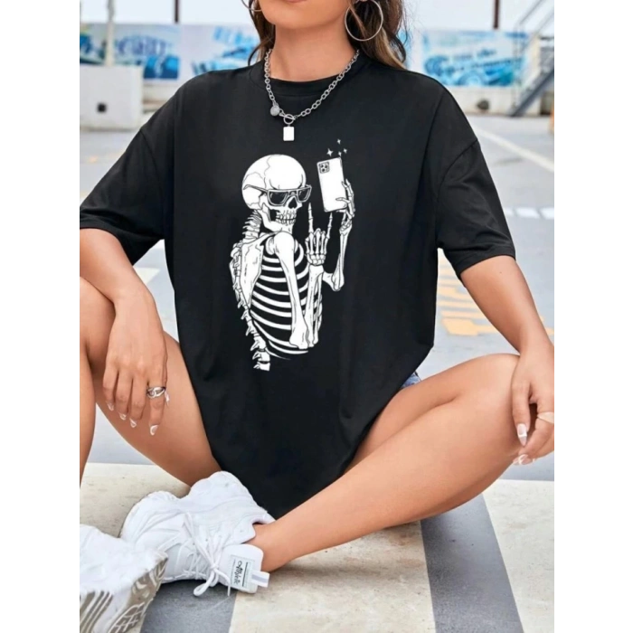 MARSiLYAN- Baskılı T-shirt - Siyah