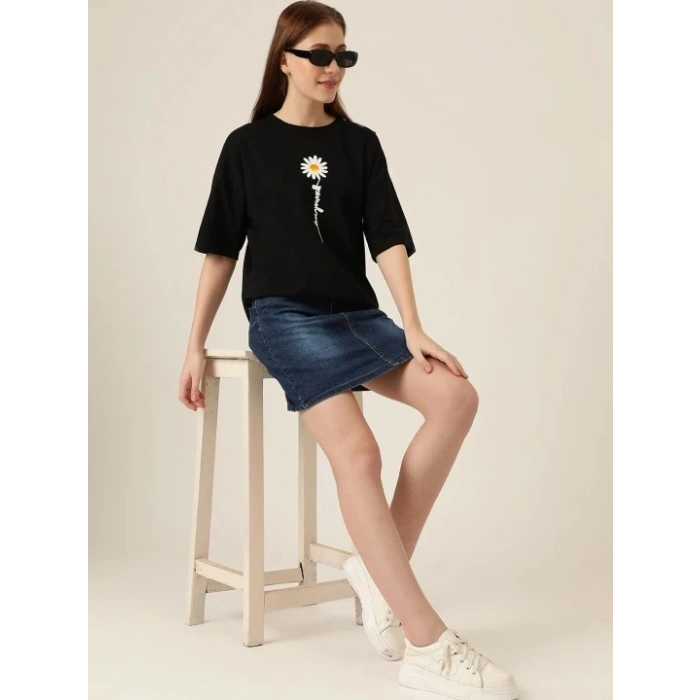 MARSiLYAN- Baskılı T-shirt - Siyah