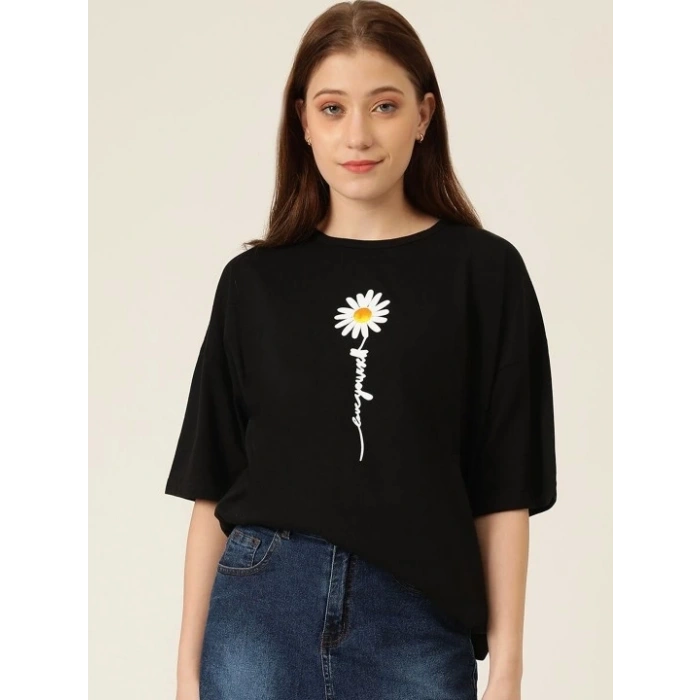 MARSiLYAN- Baskılı T-shirt - Siyah