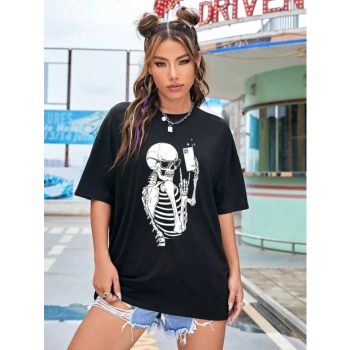 MARSiLYAN- Baskılı T-shirt - Siyah