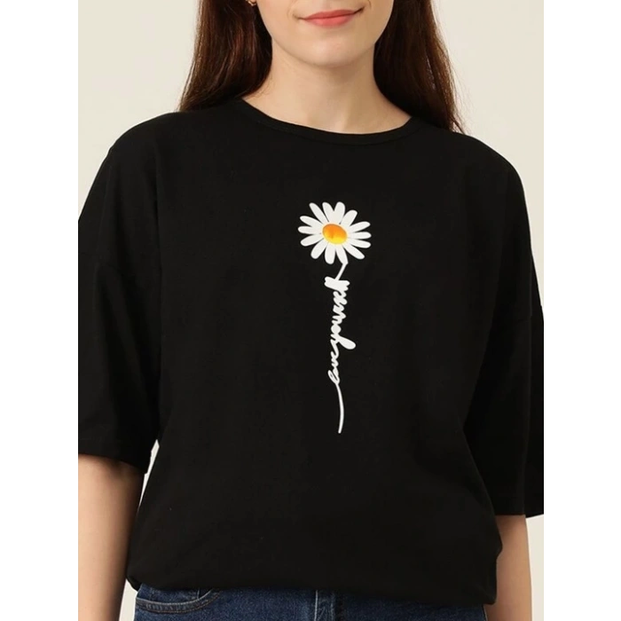 MARSiLYAN- Baskılı T-shirt - Siyah