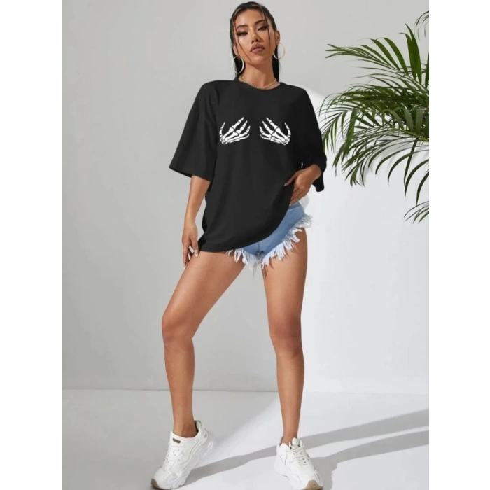 MARSiLYAN- Baskılı T-shirt - Siyah