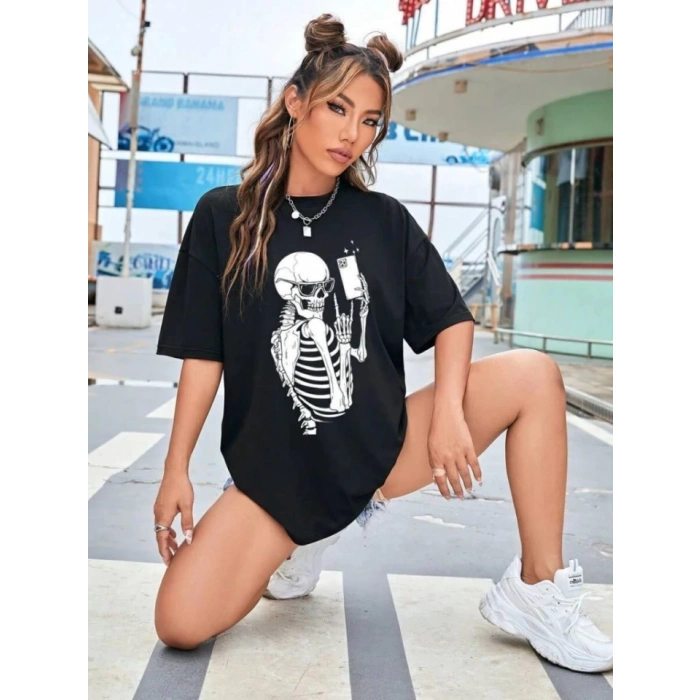 MARSiLYAN- Baskılı T-shirt - Siyah