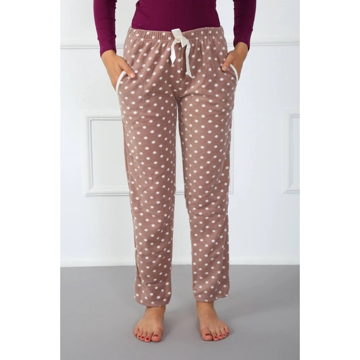 MARSiLYAN- Bayan Polar Tek Alt Pijama Kahve