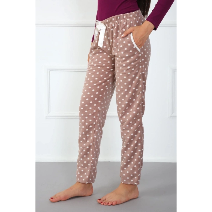 MARSiLYAN- Bayan Polar Tek Alt Pijama Kahve