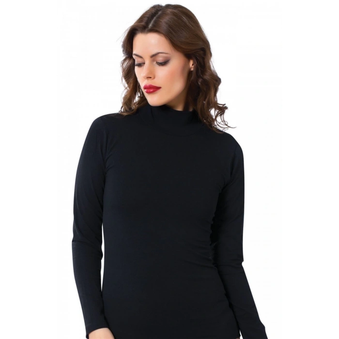 MARSiLYAN- Bayan Uzun Kol Boğazlı Body Siyah