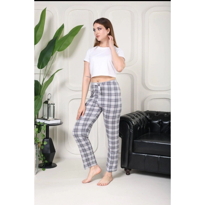 MARSiLYAN- Beli Fiyonklu Rahat Kesim Pamuklu Tek Alt Pijama KADIN BYATİ009