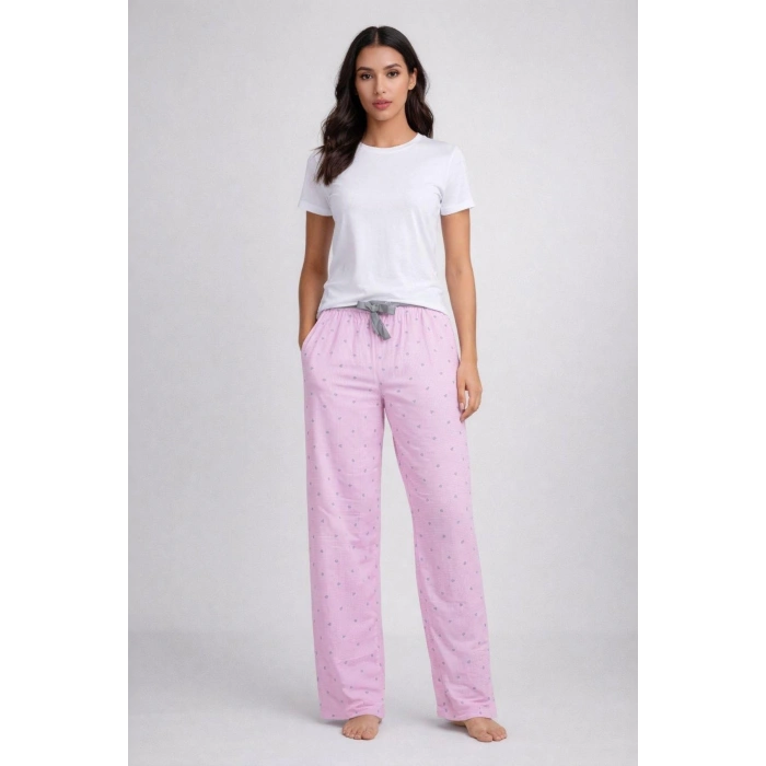 MARSiLYAN- Beli Fiyonklu Rahat Kesim Pamuklu Tek Alt Pijama KADIN BYATİ010