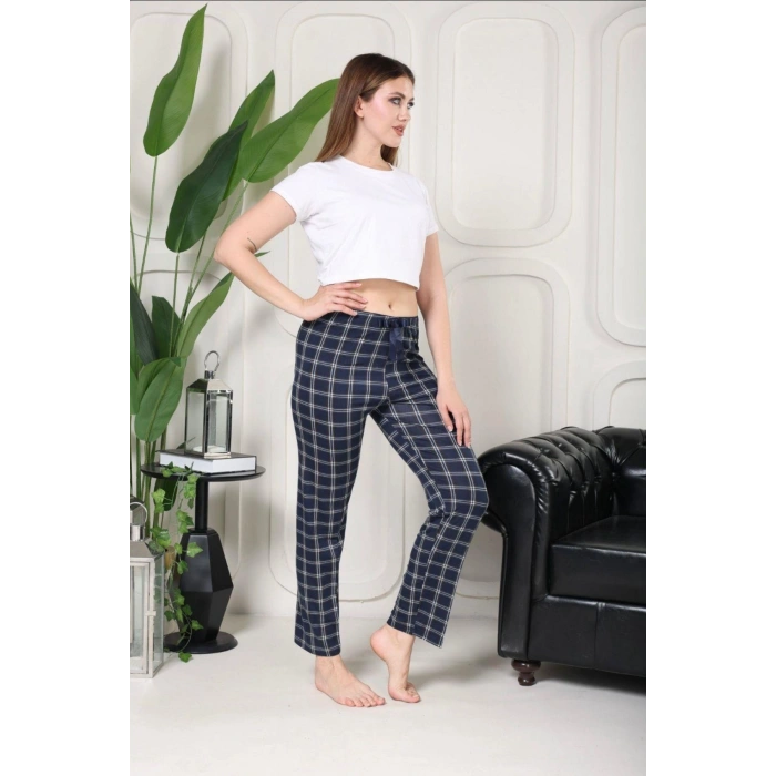 MARSiLYAN- Beli Fiyonklu Rahat Kesim Pamuklu Tek Alt Pijama KADIN BYATİ011