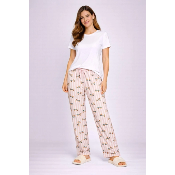 MARSiLYAN- Beli Fiyonklu Rahat Kesim Pamuklu Tek Alt Pijama KADIN BYATİ012