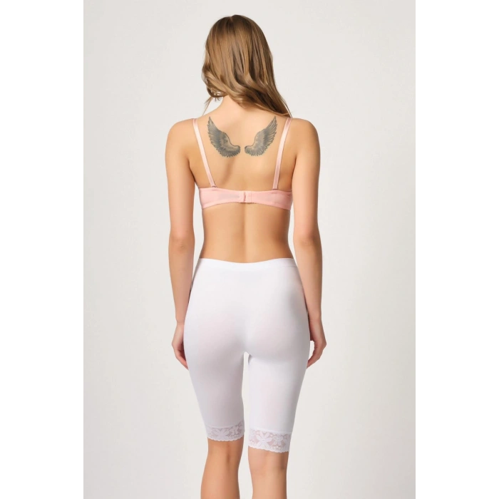 MARSiLYAN-  Beyaz MI Emay 3004 Soft Uzun Paça Dantel Boxer