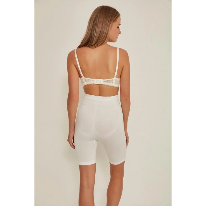 MARSiLYAN-  Beyaz MI Emay 3005 Soft Uzun Paçalı Boxer Korse