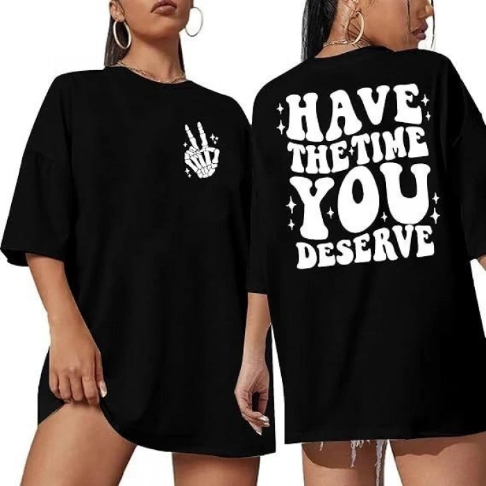 MARSiLYAN- Bisiklet Yaka Kısa Kol Baskılı T-shirt - Siyah