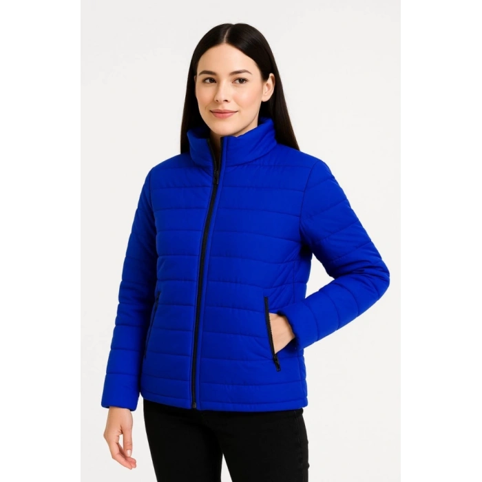 MARSiLYAN- Bomber Mont Ceket – Su İtici Kumaş, Kapitone Astarlı, Fermuarlı, Kışlık - Saks Mavisi