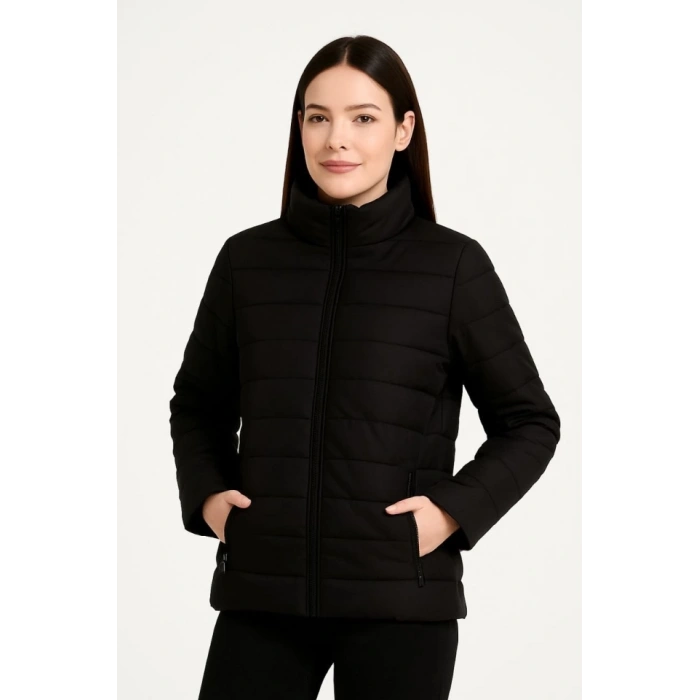 MARSiLYAN- Bomber Mont Ceket – Su İtici Kumaş, Kapitone Astarlı, Fermuarlı, Kışlık - Siyah