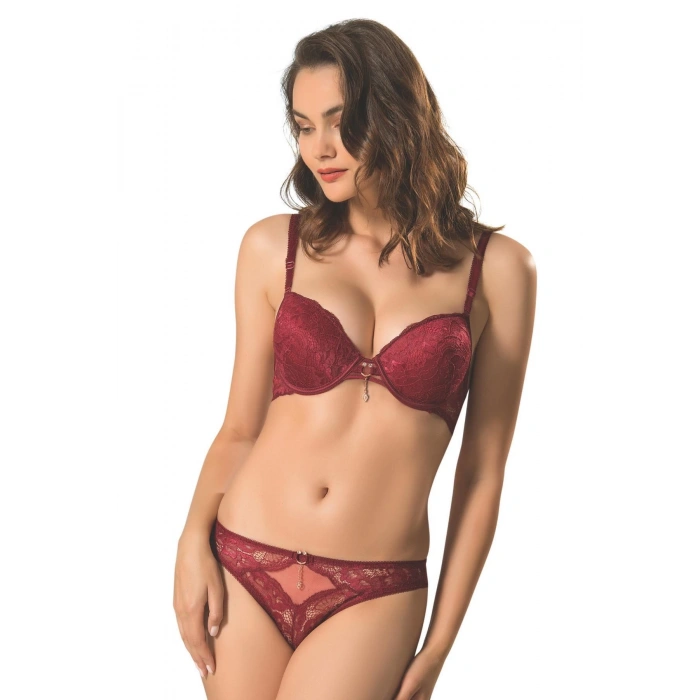 MARSiLYAN- BRODELİ SİLİKONLU TAŞLI SÜTYEN TAKIM KADIN 5040